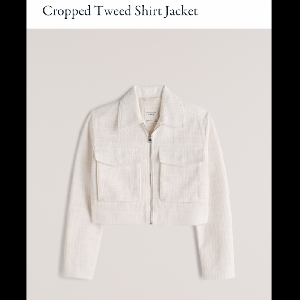 NWT❗️A&F White Cropped Tweed Jacket
